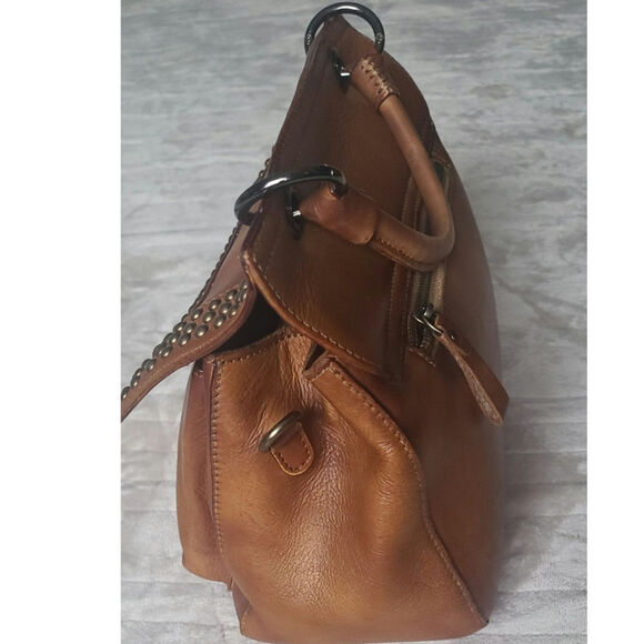 POL Brown Leather Studded Crossbody Bag with Flap Closure - Picture 4 of 10